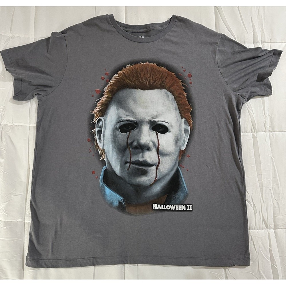 Halloween II T-Shirt Men's 2XL Graphic Tee Charcoal Short Sleeve Horror Movie